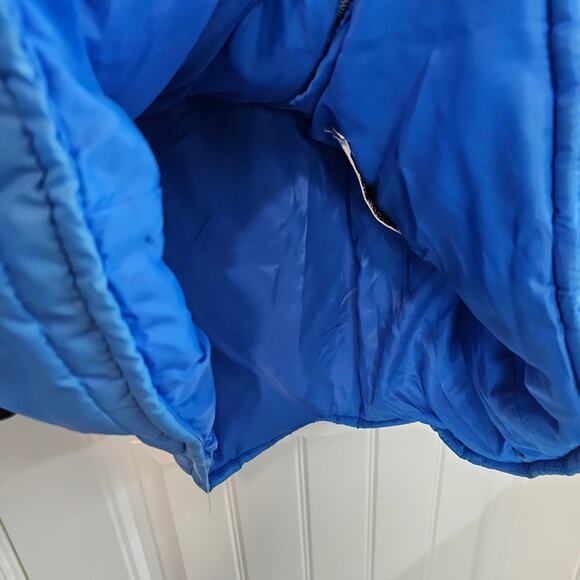 Vintage Jcpenny Puff Coat Men XL Blue Hooded 80s Thick Warm Winter Utility Retro - Picture 10 of 16